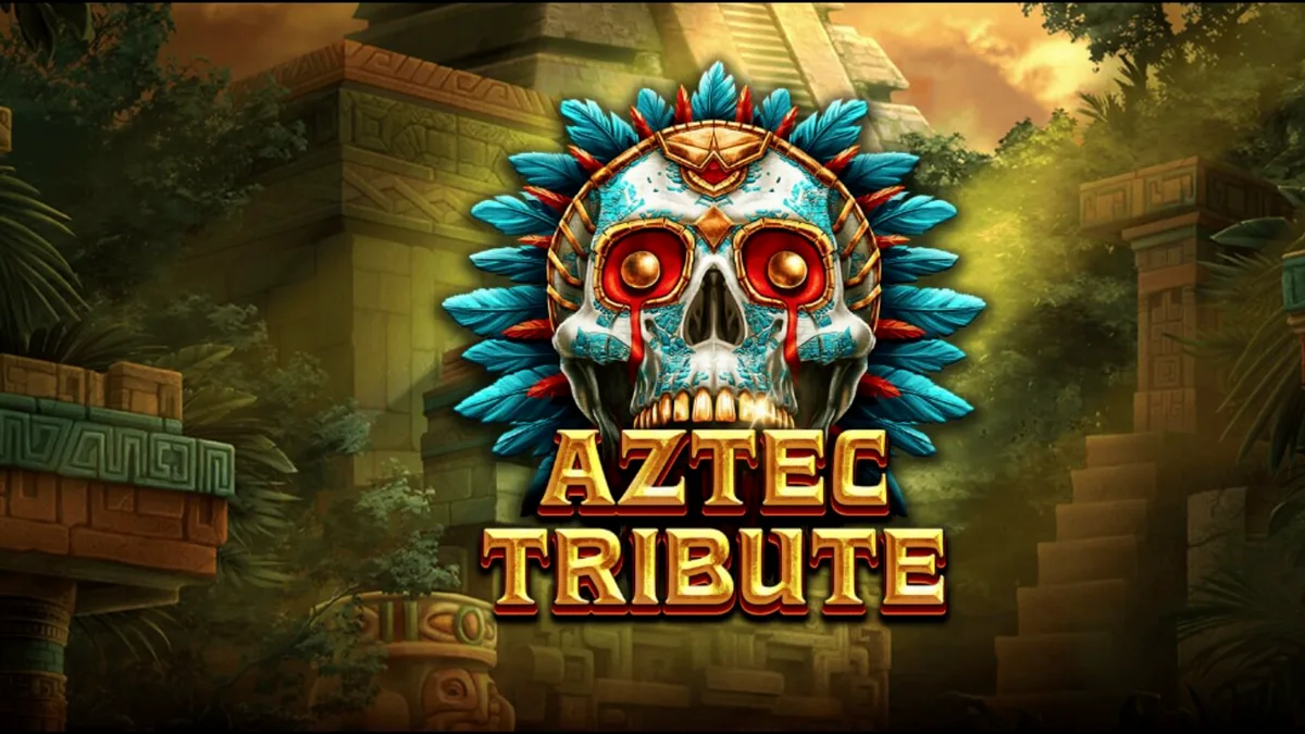 Pemandangan reruntuhan Aztec dalam slot Aztec Tribute